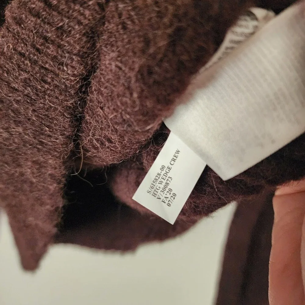CONVERSE Heritage Wedge Crewneck Alpaca Wool‎ Blend Sweater Brown Minimalist M